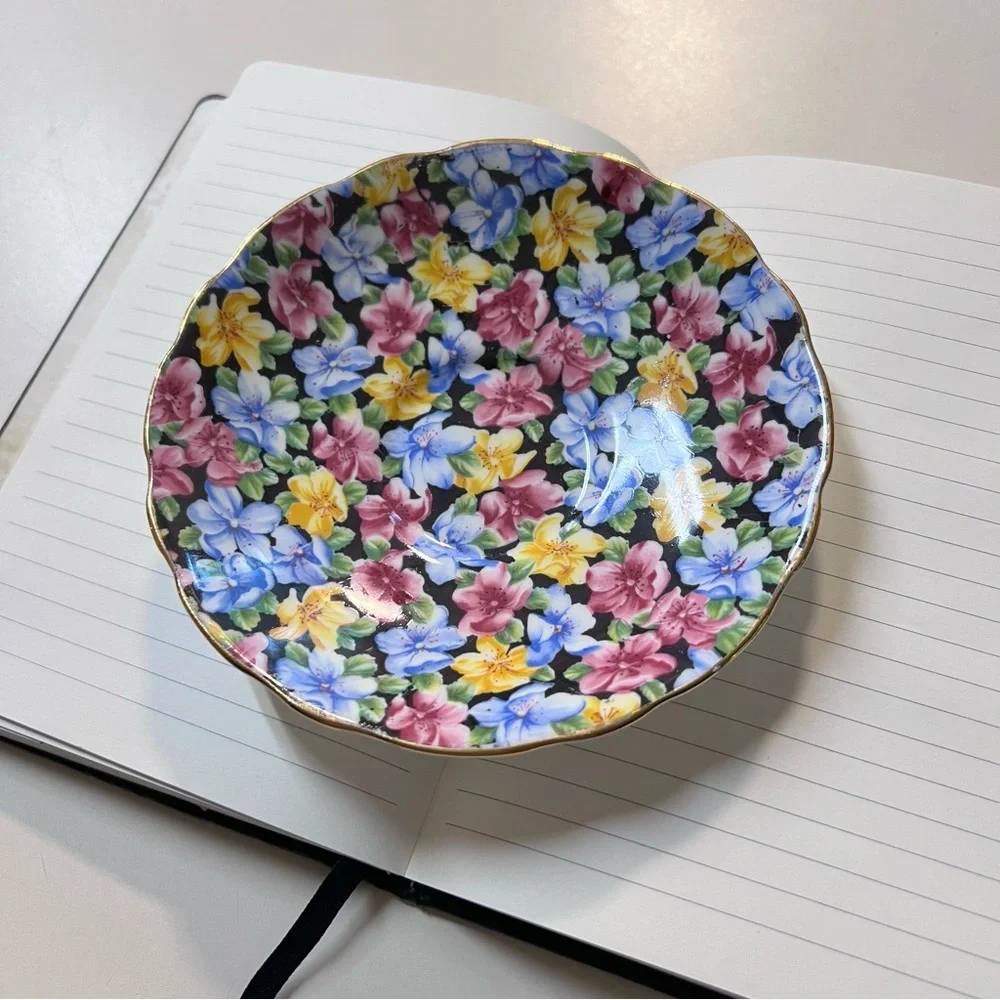 Vintage Radfords Bone China Multi Color Floral gold trim Print Saucer Dish - Picture 3 of 10